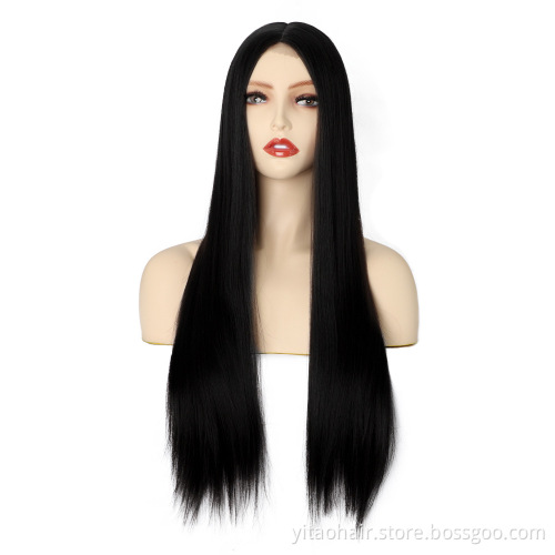 Wholesale price Ginger orange Long wave Synthetic Hair lace Wigs With Colorful  Pre-Plucked Big Factory Stock
